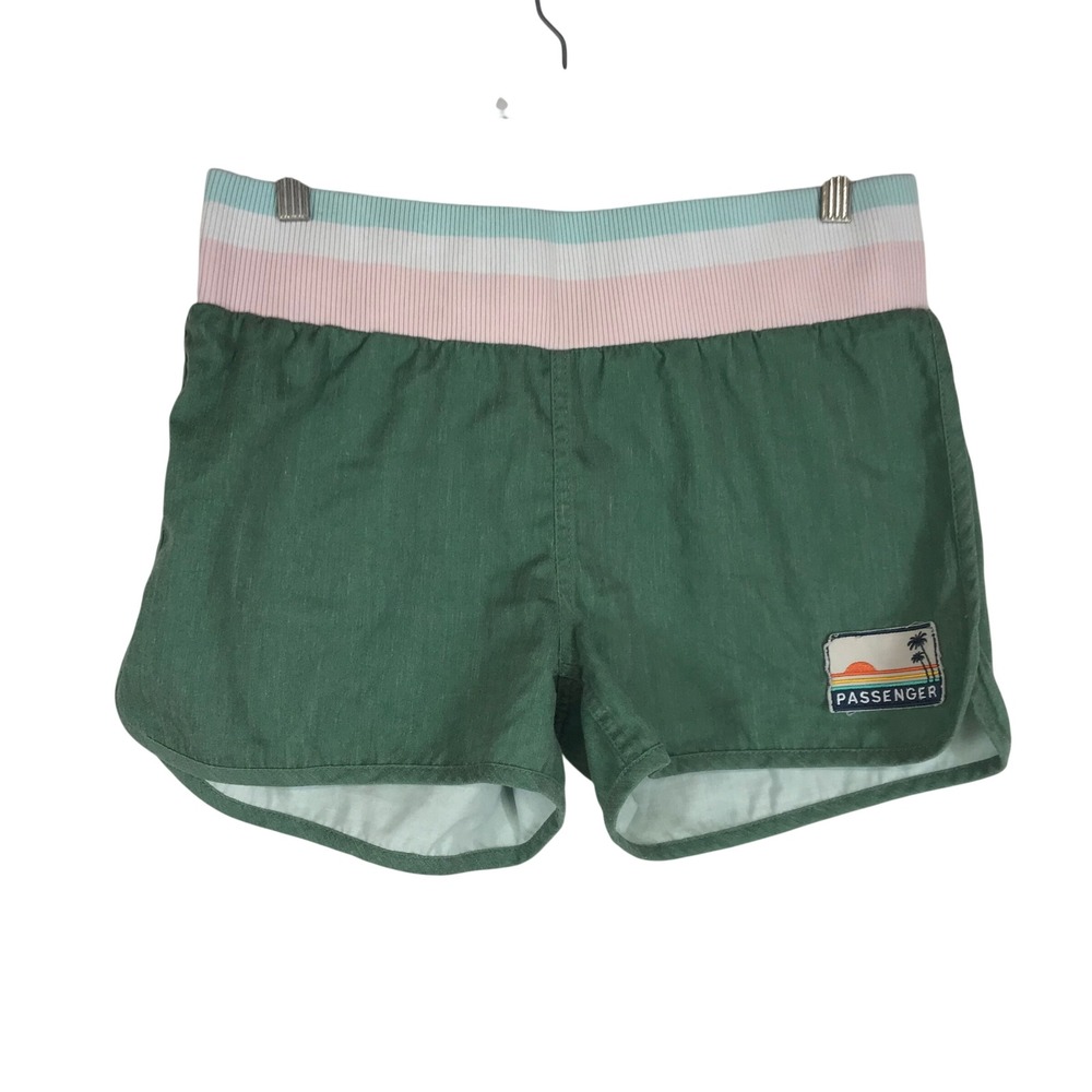 Passenger Made to Roam Green Striped Waistband Dolphin Shorts Womens Medium